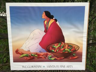 Rare Vintage 1991 R.  C.  Gorman Santa Fe Fine Arts Gallery Poster Navajo Chilis