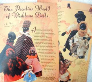 5p History Article - Rare Antique Black Americana Folk Art Cloth Wishbone Dolls