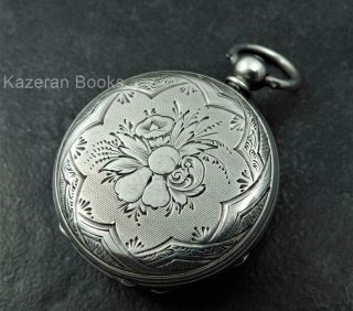 Antique Victorian Solid Silver Open Face Fob Pocket Watch Baume Lezard Geneve