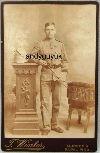 Cabinet Card Soldier India Murree Medal Antique Victorian Photo Tropical Pith