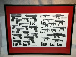 Vintage Rare Hk Heckler & Koch 27 Weapons Systems Poster In Custom Frame