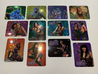 Rare 1996 Xena & Hercules Complete Set Of 12 Vending Stickers Prism Cards