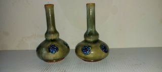 Two Antique Doulton Lambeth Stoneware Miniature Vases