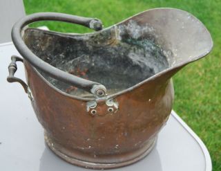 Copper And Brass Coal Scuttle Helmet Shaped Coal Bucket