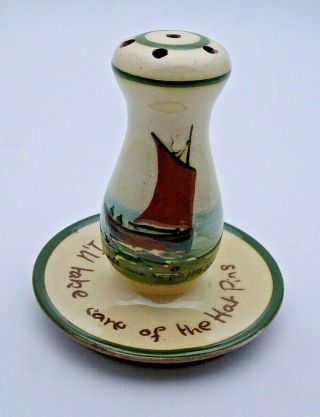 Early Antique Torquay Ware / Devon Motto Ware Hat Pins Holder - Perfect
