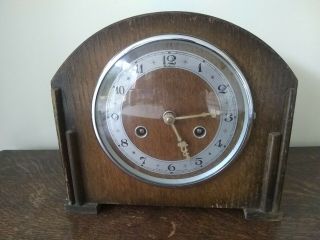 Bentima Perival Wooden Mantle Clock With Key 9.  25 X 4.  5 X 8.  5 "