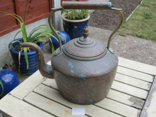 Victorian Vintage Antique Large Farmhouse Copper Kettle Sweated Base 30cms High