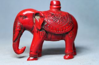 Collectable Handwork Coral Carving Elephant Auspicious Elegant Snuff Bottles
