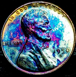 Rare 1950 - S Lincoln Wheat Penny Cent - " Beautifully Toned " Ms,  Gem,  Bu,  08
