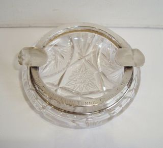 Antique Sterling Silver & Cut Glass Bowl Ashtray Amherst Lawn Tennis Club