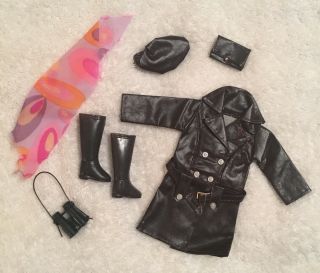Vntg 60s Barbie Clone Maddie Mod 1739 Leather Weather Complete Trench Coat Look