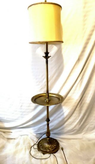 Rembrandt Lamps Antique Art Deco Vintage Brass Floor Lamp With Table Rare