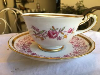 VINTAGE TEA CUP & SAUCER HAND PAINTED GOLD GILDING ROYAL CHELSEA 1930s (RARE) 3