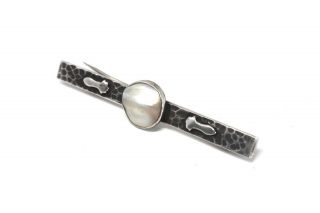 A Antique Arts & Crafts Silver 925 French Mother Of Pearl Brooch 22121