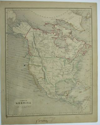 Antique Map Of North America By William & Robert Chambers 1845
