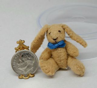 Vintage Articulated Bunny Rabbit W/ Bowtie Dollhouse Miniature 1:12