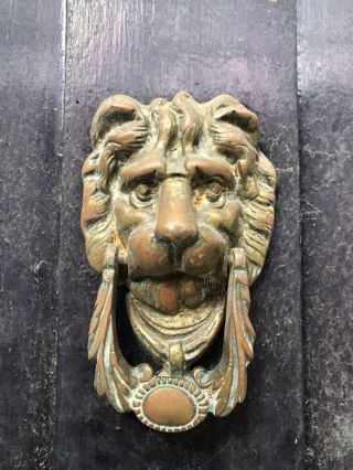 Vintage Brass Door Knocker Lions Head 18.  5cm Tall