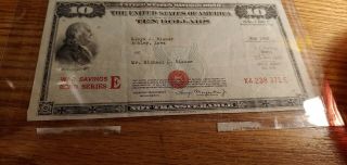$10 War Savings Bond Series E May 1945 Uncancelled.  Rare
