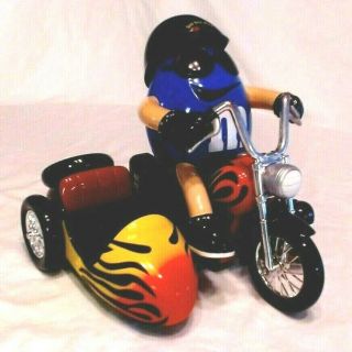 Rare Bad Boy Blue M&ms Motorcycle & Flames Candy Dispenser Ltd Ed.