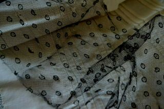 Antique Victorian French Fine Silk Net Lace Trim Circles Delicate Doll Bonnets