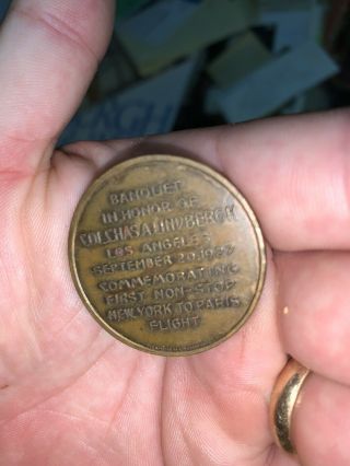 Very Rare Charles Lindbergh Spirit of St.  Louis Los Angeles Banquet Coin 3