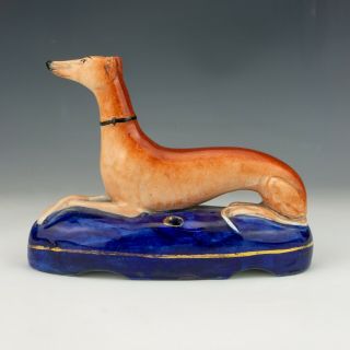 Antique Staffordshire Pottery - Greyhound Ink Or Quill Stand - Lovely