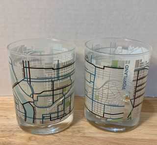 Rare Keens Portland Oregon Street Map Drinking Glasses