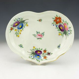 Antique Crown Derby Porcelain Hand Painted Flower Decorated Dish - Lovely