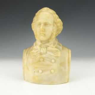 Antique Carved Alabaster Italian Marble - Commemorative Bust Of Mendelssohn