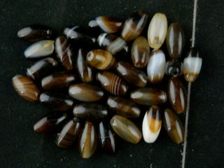 33pics Good Quality Rare Tibetan Natural Agate Dzi Small Beads S054
