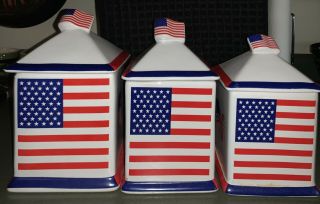 Vintage Alco Industries American Flag Canisters Very Rare