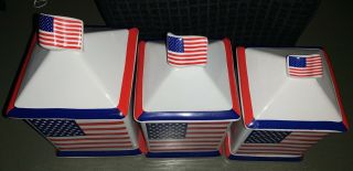 Vintage Alco Industries American Flag Canisters VERY RARE 2