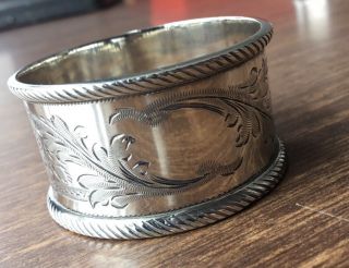Martin Hall & Co Antique Sterling Silver Napkin Ring - Sheffield 1905 - Scrolling