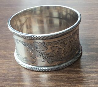 Martin Hall & Co Antique Sterling Silver Napkin Ring - Sheffield 1905 - scrolling 2