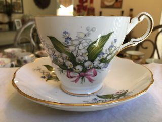 VINTAGE TEA CUP AND SAUCER REGENCY LILY OF THE VALLEY (RARE) 1960s 3