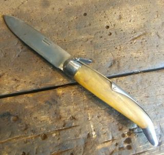Extremely Rare Antique Albacete Spain Navaja Vintage Spanish Bull Horn Knife