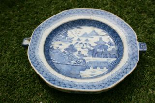 18th C.  Antique Chinese Porcelain Blue & White Painted Landscape Thick Plate