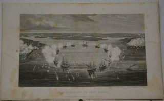 Antique Engraving Civil War Naval Battle Port Royal 1864 6x9