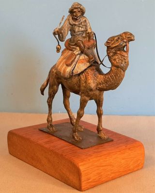 Antique Cold Painted Spelter Figure Of Arab On Camel
