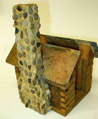Rare Vintage Rustic Napkin Holder Natural Wood Slate Stone Log Cabin By C Square