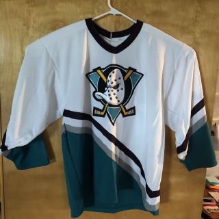 Rare Vintage 90s White Ccm Anaheim Mighty Ducks Nhl Hockey Jersey L Large