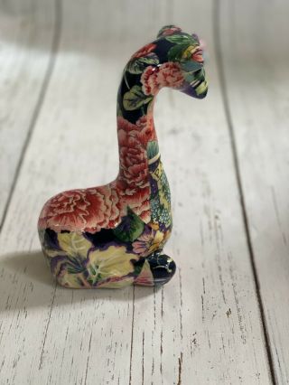 Rare Floral Patchwork Ceramic Giraffe 7” Tall Shabby Cottage Decor 3