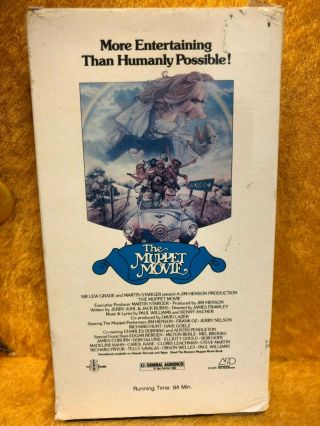 Rare 1980 Vhs: The Muppet Movie Jim Henson Disney