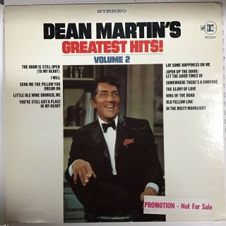 Dean Martin Greatest Hits Vol.  2 Promo Lp Rare Oop Obo