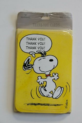 Vintage Hallmark Thank You Card Snoopy/peanut (1958) 8 Cards With Envelops