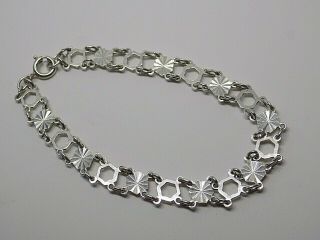 Vintage/antique Sterling Silver 7 1/2 " Inch Diamond Cut Pattern Bracelet.  (ncb)