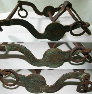 Antique Hand Forged Iron Horse Bit - Bronze Covered Rare Horse Bit Horse Tools