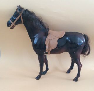 Vintage 1980s Sindy Dolls Dark Chestnut Horse Saddle & Reigns
