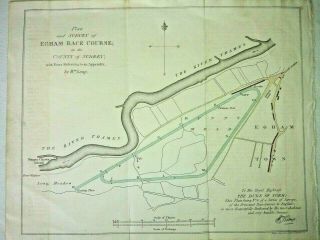Antique Plan & Survey Of Egham Race Course In Surrey By William Kemp 1824