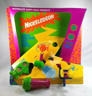 Vintage 1993 Nickelodeon Mcdonalds Happy Meal Toys Display Rare & Complete